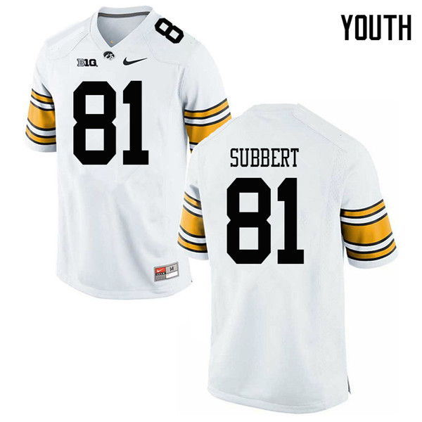 Youth #81 Ben Subbert Iowa Hawkeyes College Football Jerseys Sale-White